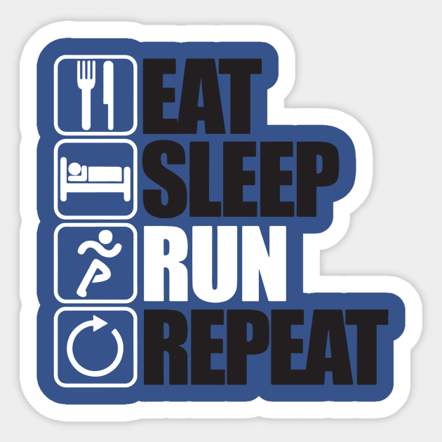 eat sleep run repeat 3 Sticker by equatorial porkchop